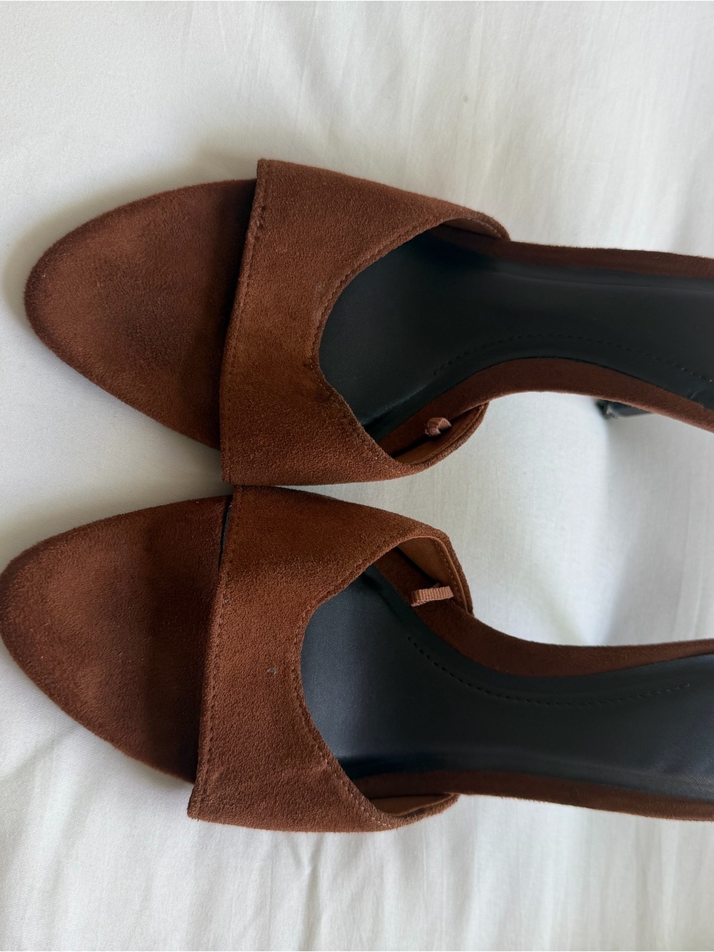 Zara Brown Suede Open-Toe Heels